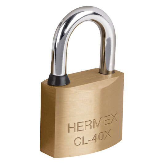 Candado de latón, 40mm, gancho corto, llave tetra, blister Caja con 2, 43420