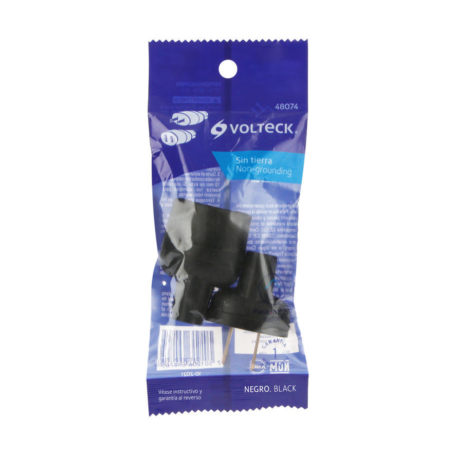 Clavija y contacto de hule, bolsa con 2 pzas, Volteck Caja con 10, 48074