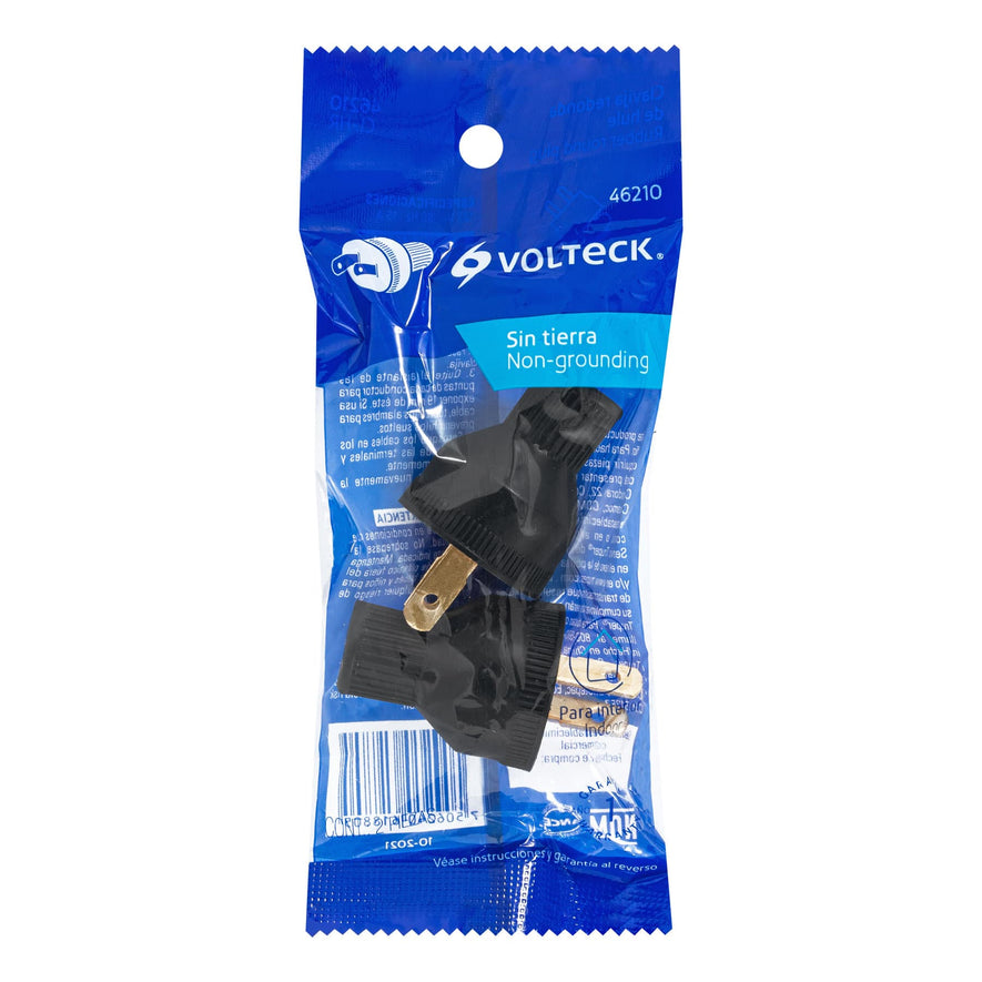 2 Clavijas no polarizadas redondas de PVC, Volteck Caja con 10, 46210