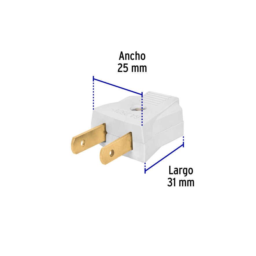 2 Clavijas no polarizadas planas de policarbonato, Volteck Caja con 10, 46209