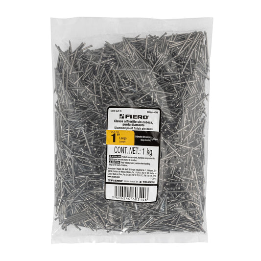 Bolsa con 1 kg de clavos alfilerillos de 1' sin cabeza Caja con 10, 44505