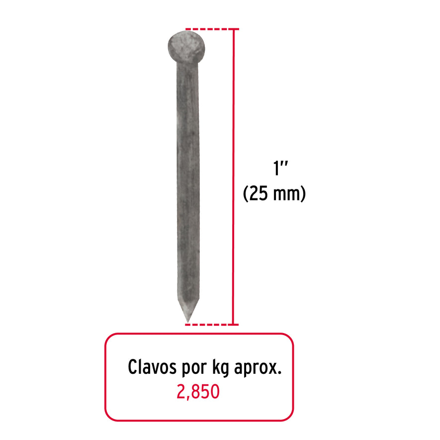 Bolsa con 1 kg de clavos alfilerillos de 1' sin cabeza Caja con 10, 44505