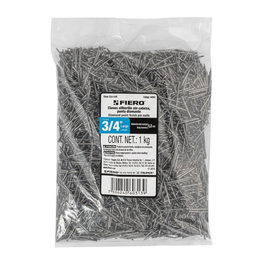 Bolsa con 1 kg de clavos alfilerillos de 3/4' sin cabeza Caja con 10, 44504