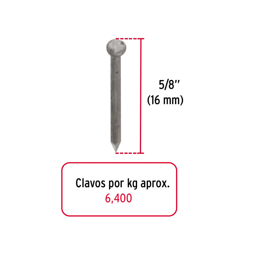 Bolsa con 1 kg de clavos alfilerillos de 5/8' sin cabeza Caja con 10, 44503