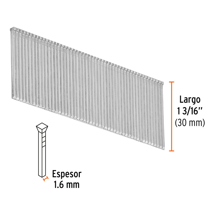 clavos calibre 16, 30 mm para CLNE-16, Truper Caja con 2500, 15011