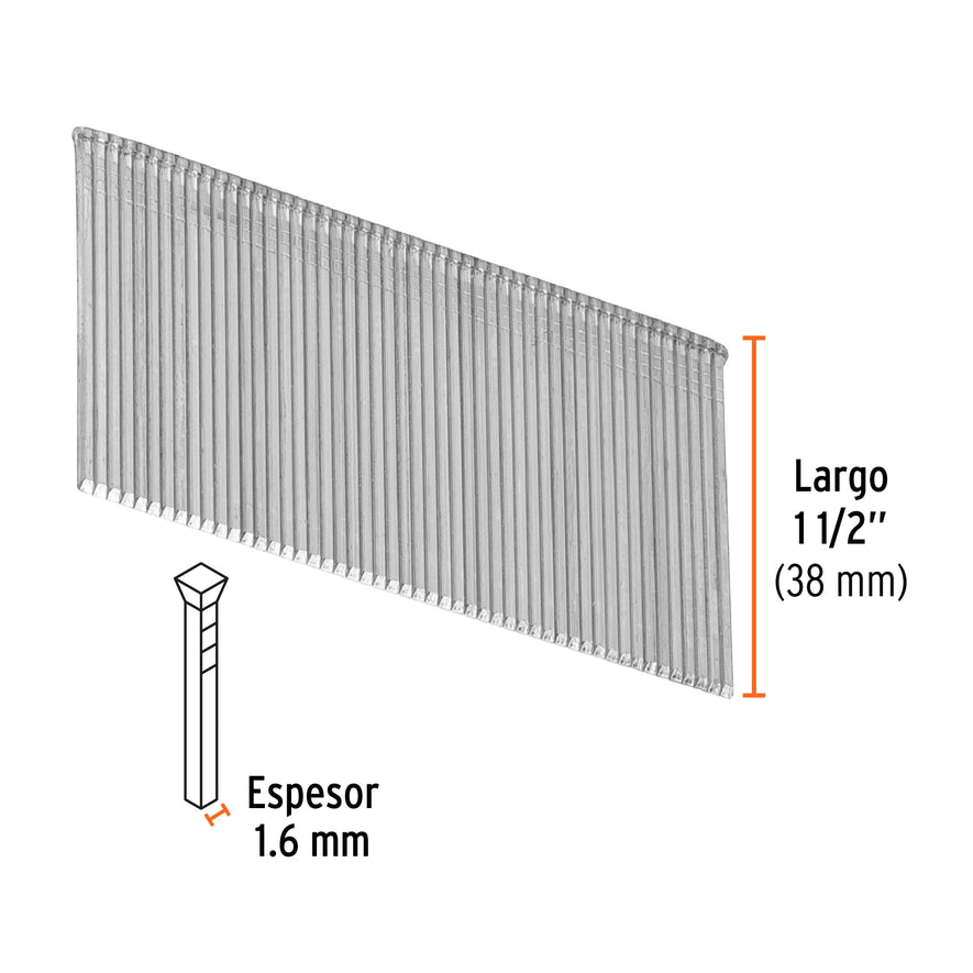 clavos calibre 16, 38 mm para CLNE-16, Truper Caja con 2500, 15013
