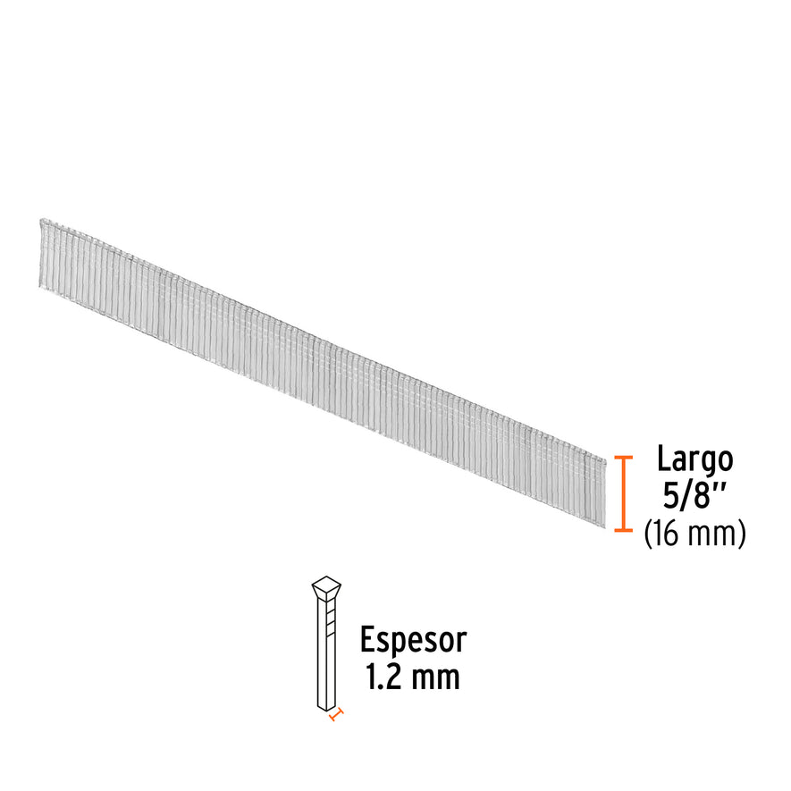 clavos calibre 18, 15 mm para CLNE-18, Truper Caja con 5000, 18261