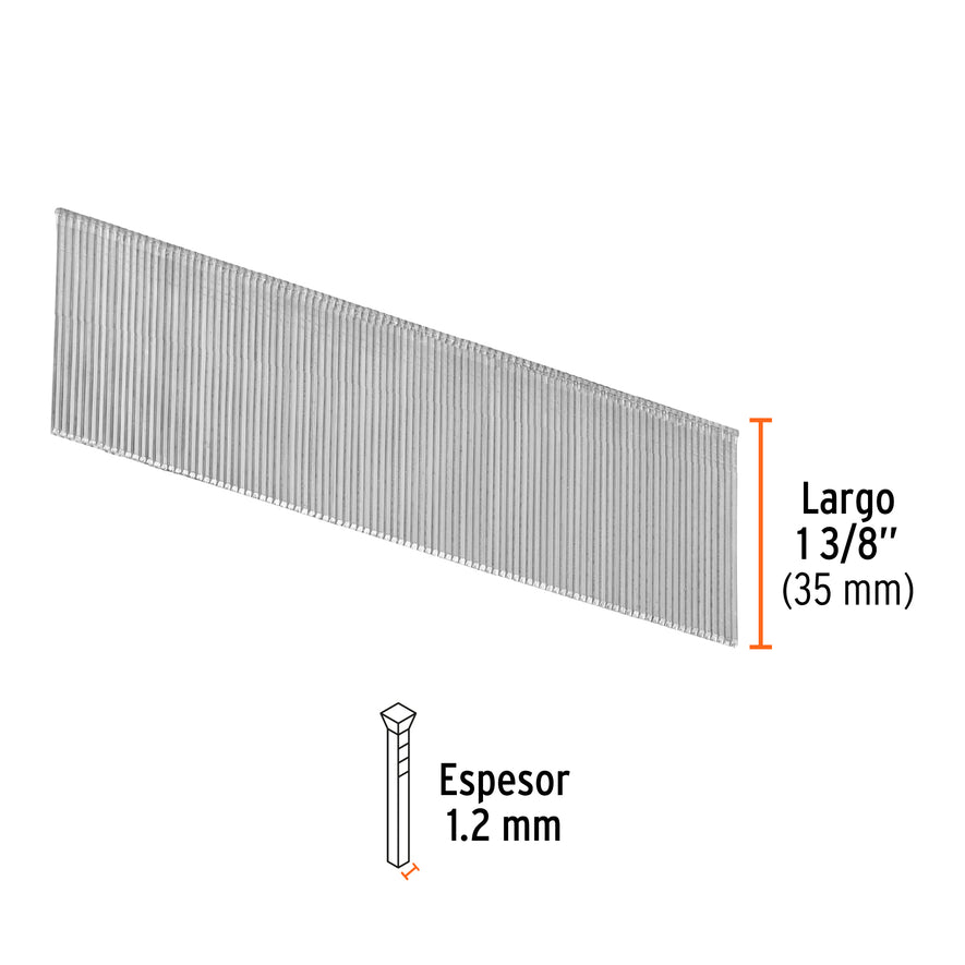clavos calibre 18, 35 mm para CLNE-18, Truper Caja con 5000, 18266