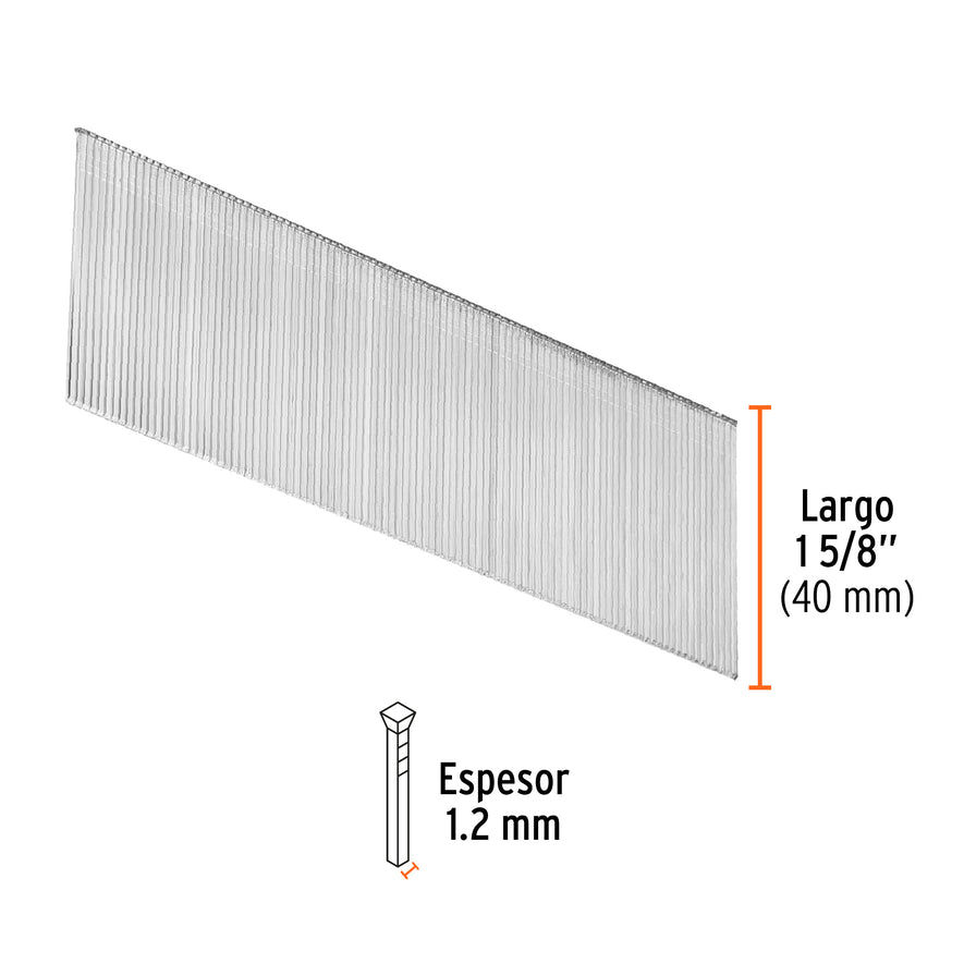 clavos calibre 18, 40 mm para CLNE-18, Truper Caja con 5000, 18267