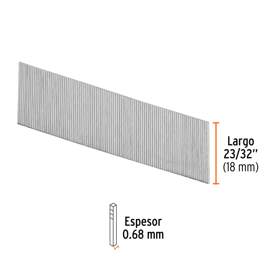 clavos calibre 23, 18 mm para CLNE-23, Truper Caja con 10000, 13403
