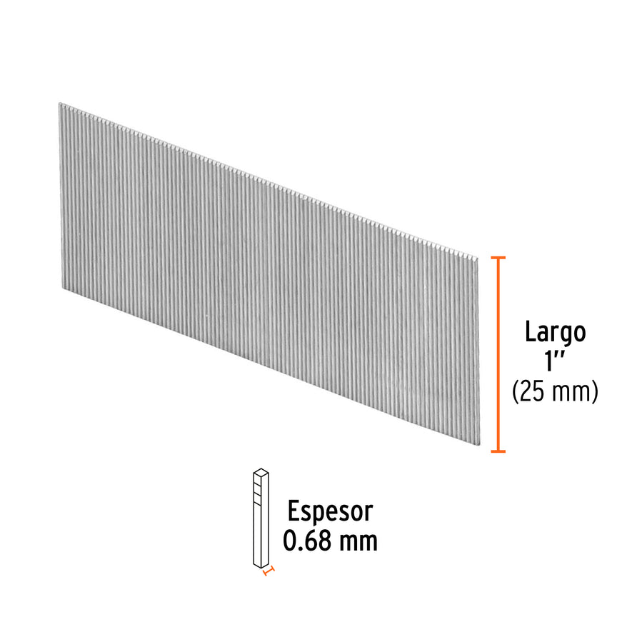 clavos calibre 23, 25 mm para CLNE-23, Truper Caja con 10000, 13407