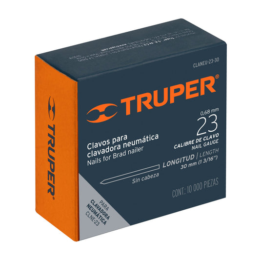 clavos calibre 23, 30 mm para CLNE-23, Truper Caja con 10000, 13408
