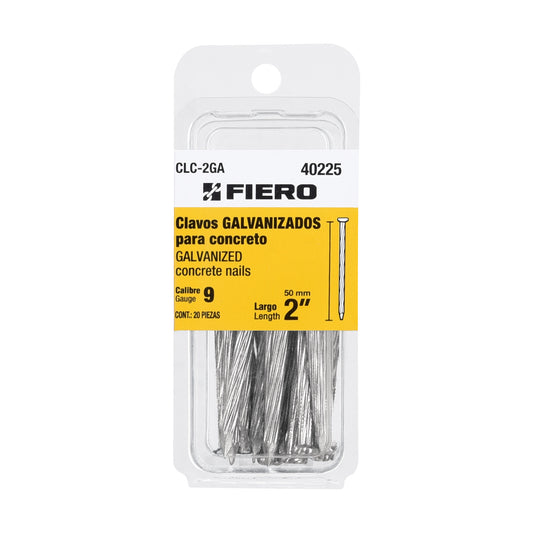 Blíster con 20 clavos galvanizados para concreto 2', Fiero Caja con 12, 40225