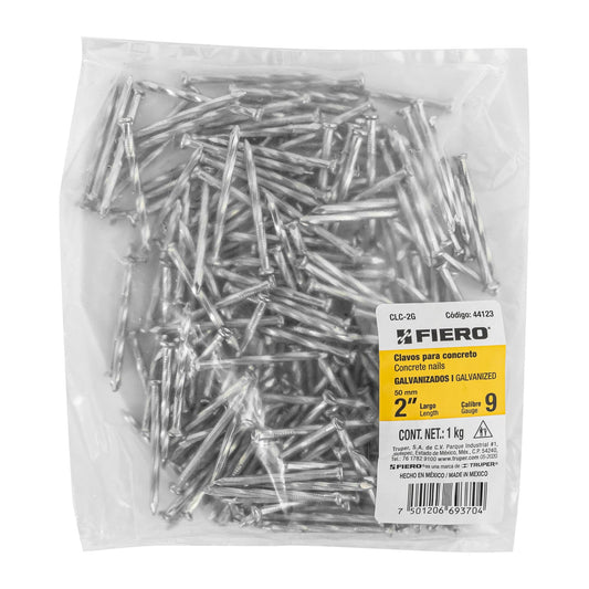 Bolsa con 1 kg de clavos para concreto galvanizados 2' Caja con 5, 44123