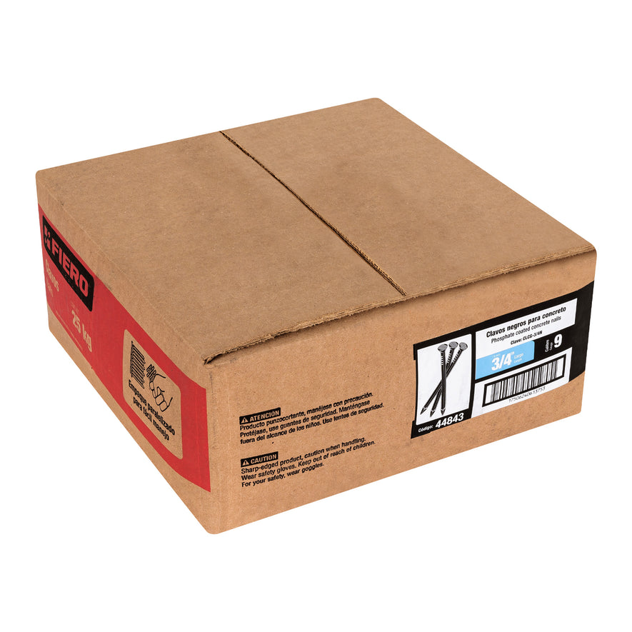 Kilo de clavos para concreto 3/4'negros, caja de 25kg, FIERO Caja con 25, 44843