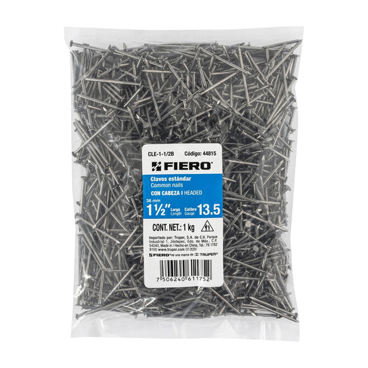 Bolsa con 1 kg de clavo estándar 1-1/2' con cabeza, Fiero Caja con 10, 44815