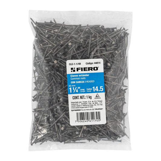 Bolsa con 1 kg de clavo estándar 1-1/4' con cabeza, Fiero Caja con 10, 44814