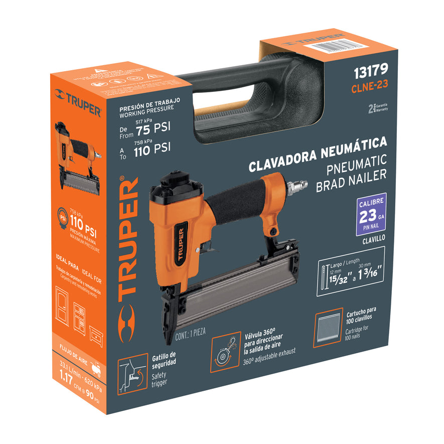 Clavadora neumática, profesional, calibre 23, Truper, 13179