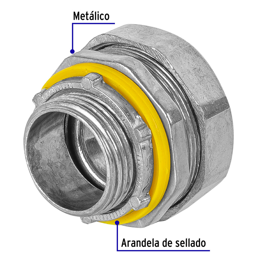 Conector recto 3/4' para tubo liquid tight, Volteck Caja con 10, 46931