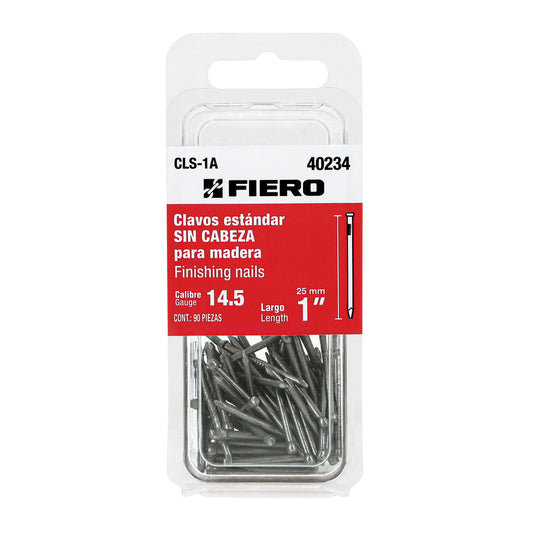 Blíster con 90 clavos estándar 1' sin cabeza, Fiero Caja con 12, 40234