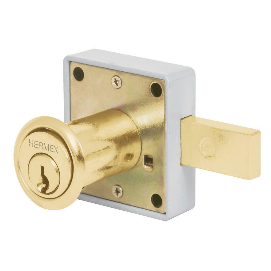 Cerradura para mueble, modelo 25, latón, Hermex Caja con 6, 43567