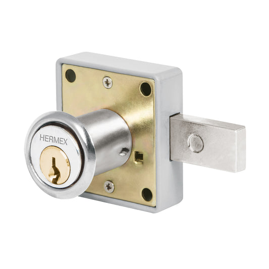 Cerradura para mueble, modelo 26, cromo, Hermex Caja con 6, 43560
