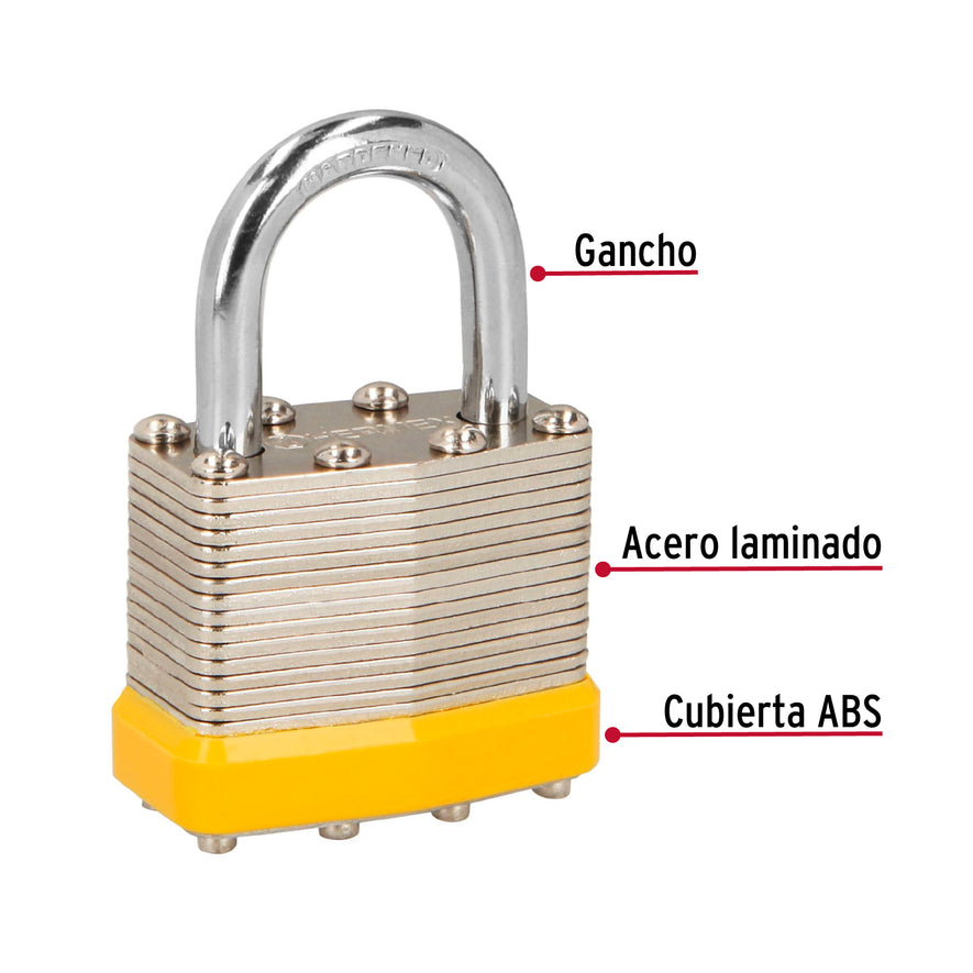 Juego de 4 candados cuerpo laminado, 40 mm, Hermex Basic Caja con 2, 20507