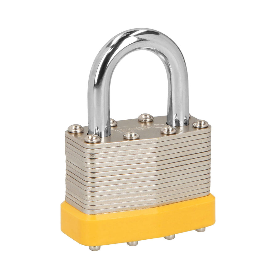 Candado laminado, 45mm, gancho corto, blister, Hermex Basic Caja con 6, 20504