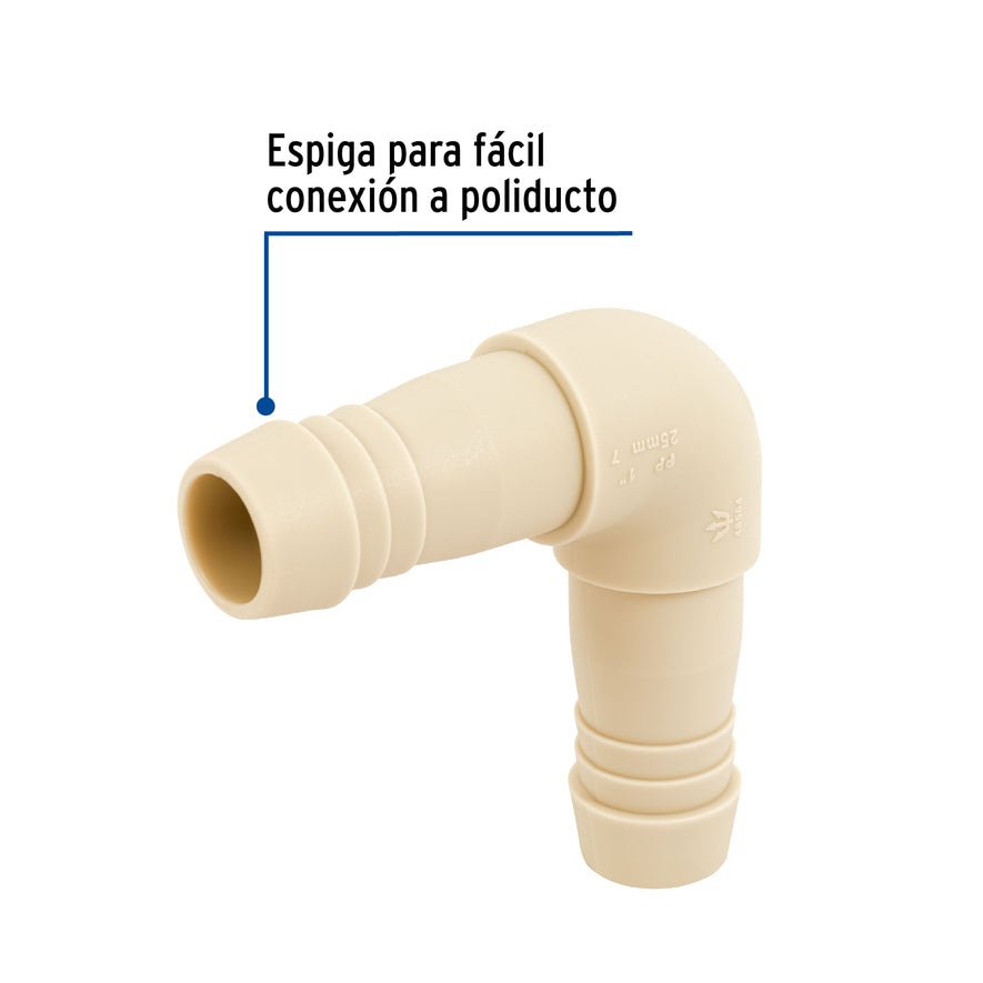 Codo 90° inserción de 1' de polipropileno, Foset Caja con 5, 48564