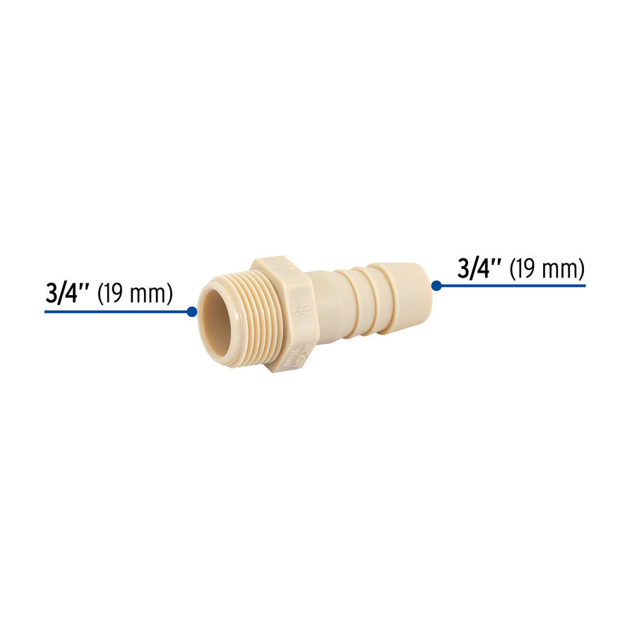 Adaptador inserción rosca exterior de 3/4' x 3/4', Foset Caja con 10, 48575