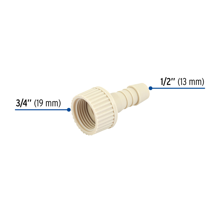 Adaptador hembra movible de polipropileno 3/4' x 1/2', Foset Caja con 10, 48578