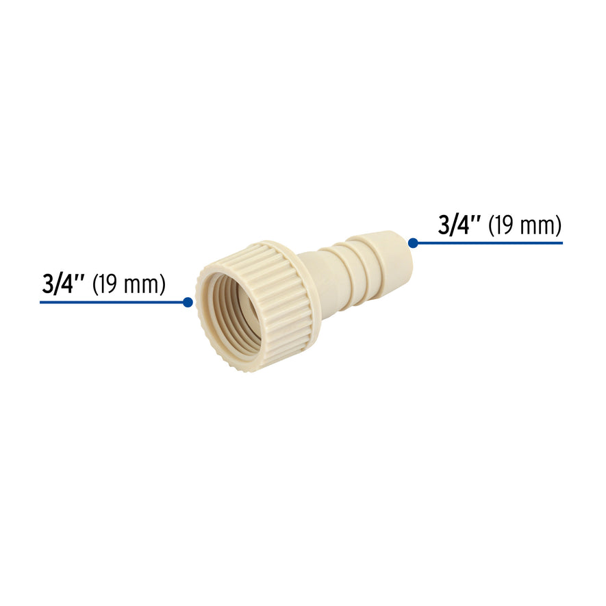 Adaptador hembra movible de polipropileno 3/4' x 3/4', Foset Caja con 10, 48579