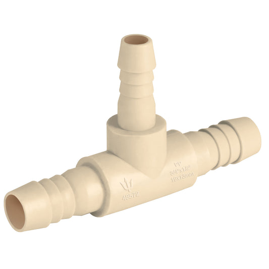 Tee reducida inserción central 3/4' x 1/2' de polipropileno Caja con 10, 48572