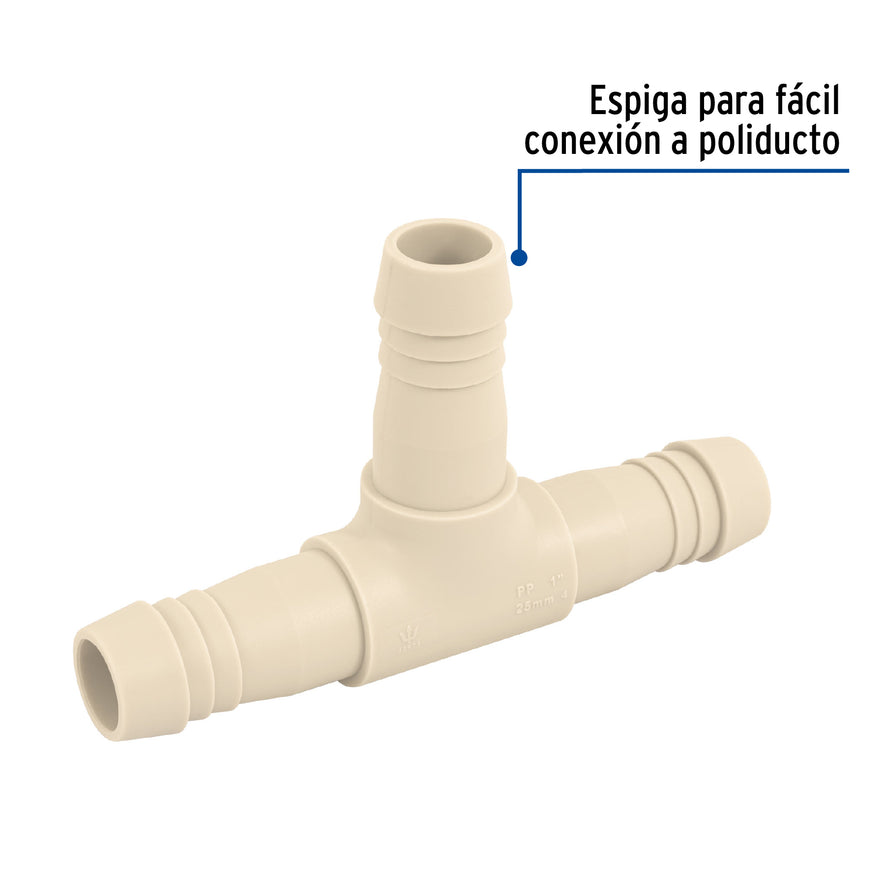 Tee inserción 1' de polipropileno, Foset Caja con 5, 48571