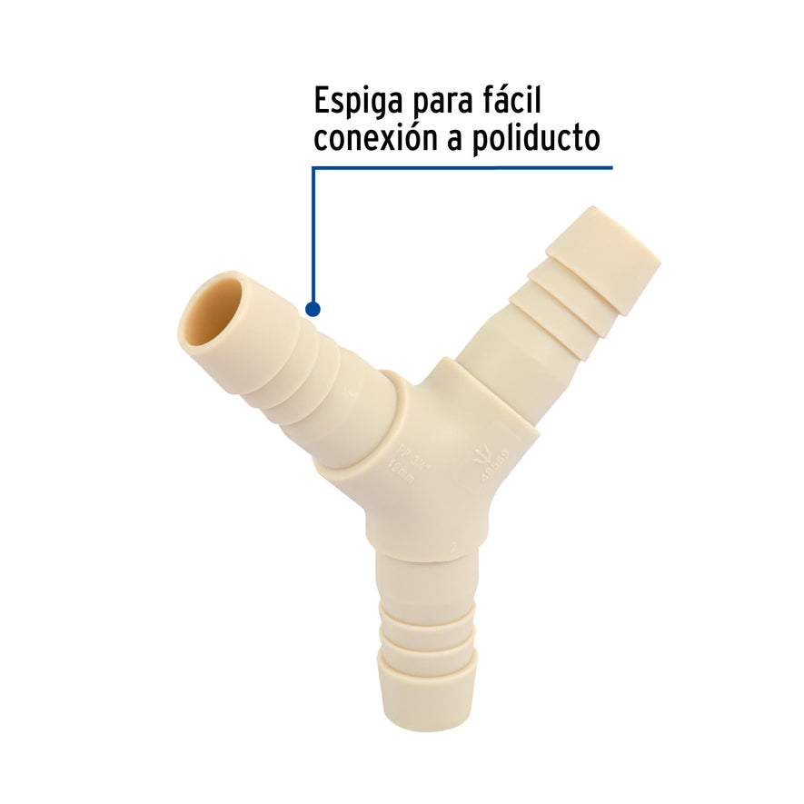 Yee inserción 3/4' de polipropileno, Foset Caja con 10, 48559