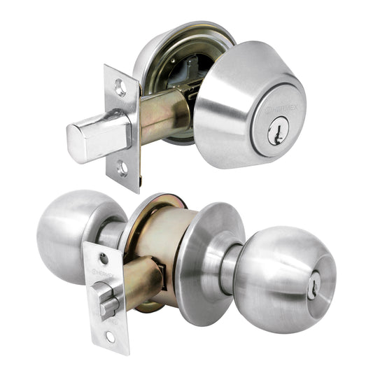 Combo cerraduras, llave-llave, cromo, Hermex Basic Caja con 3, 23621