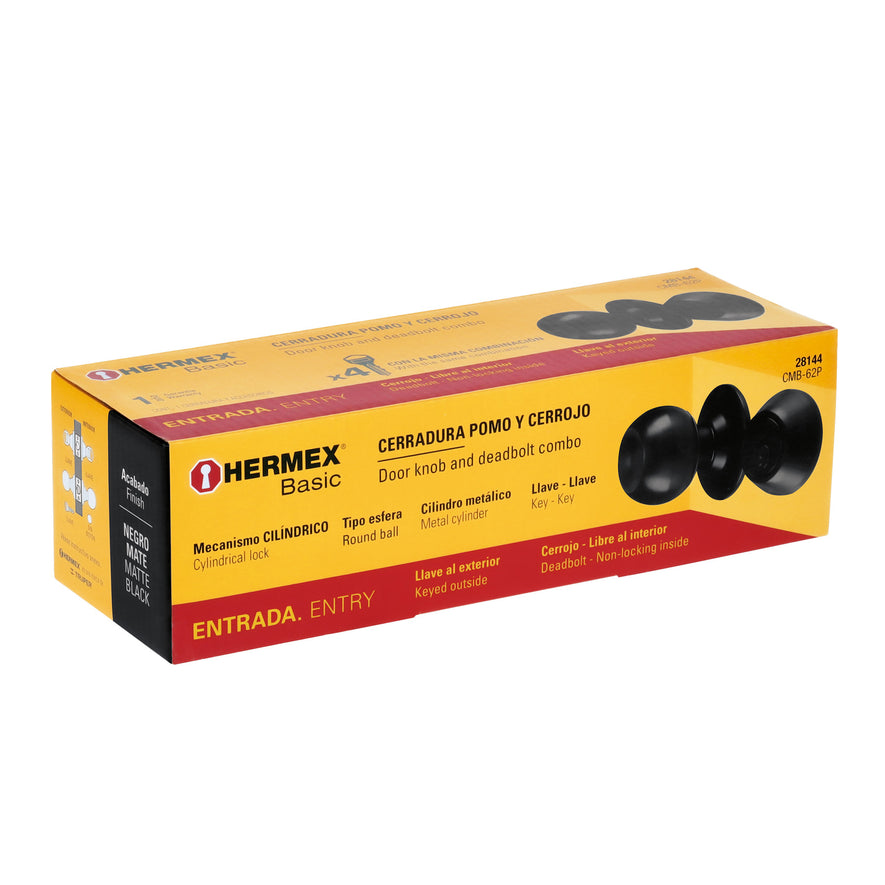 Combo cerraduras, llave-llave, Negro, Hemex Basic Caja con 3, 28144