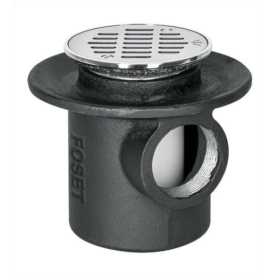 Coladera de hierro de una boca para piso, rejilla inox, 45301