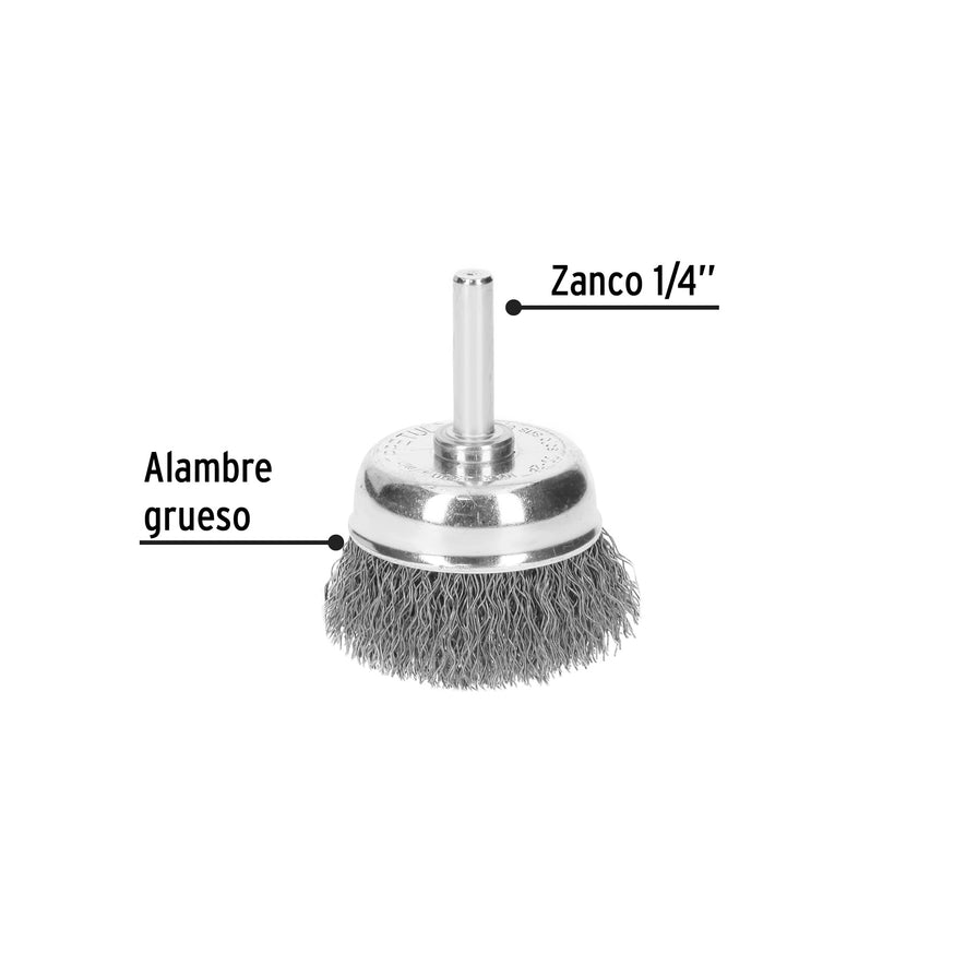 Carda de copa 1-3/4' alambre grueso para taladro, Pretul Caja con 6, 21004