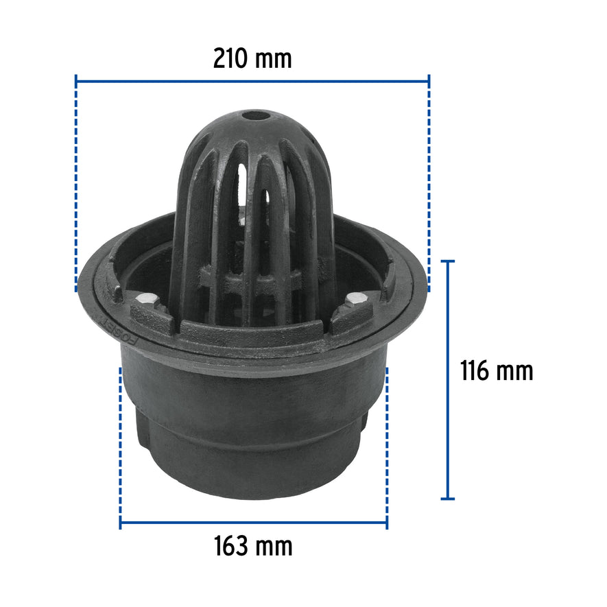 Coladera de hierro de cúpula para azotea, Foset, 45303