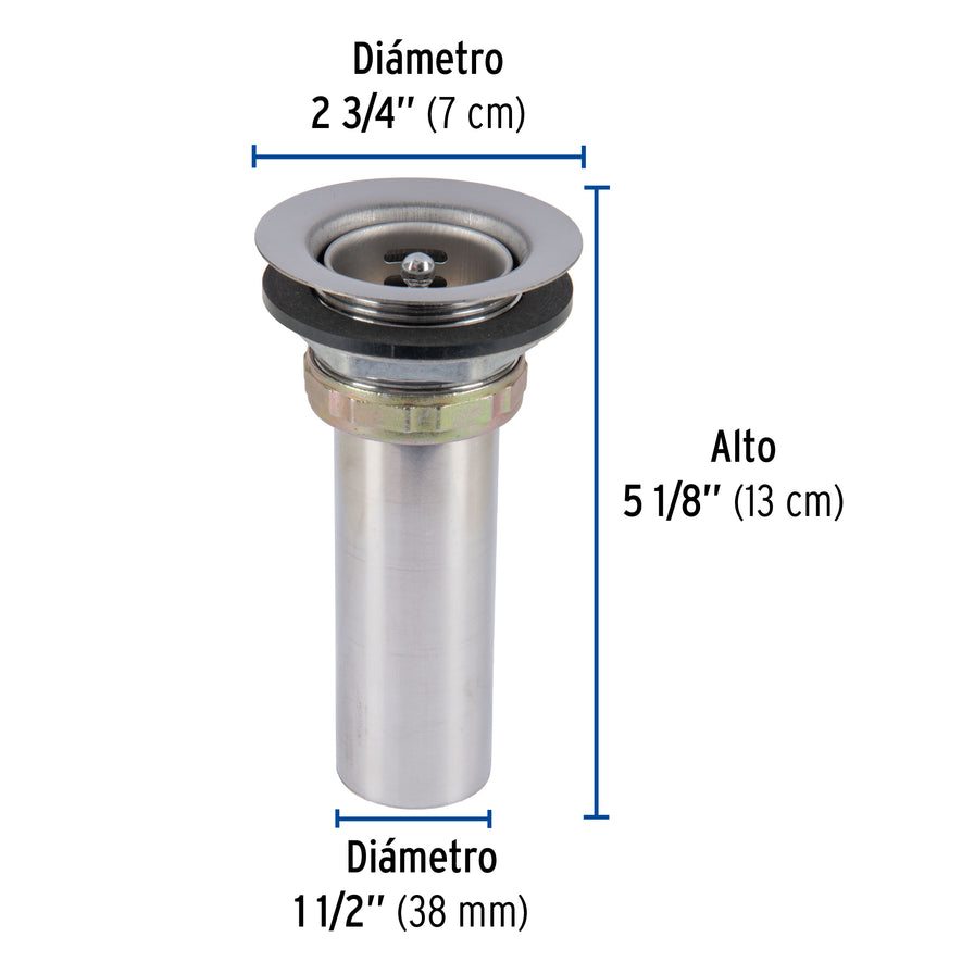 Contracanasta 2-1/2' inox, tipo bar, Foset Caja con 6, 49043