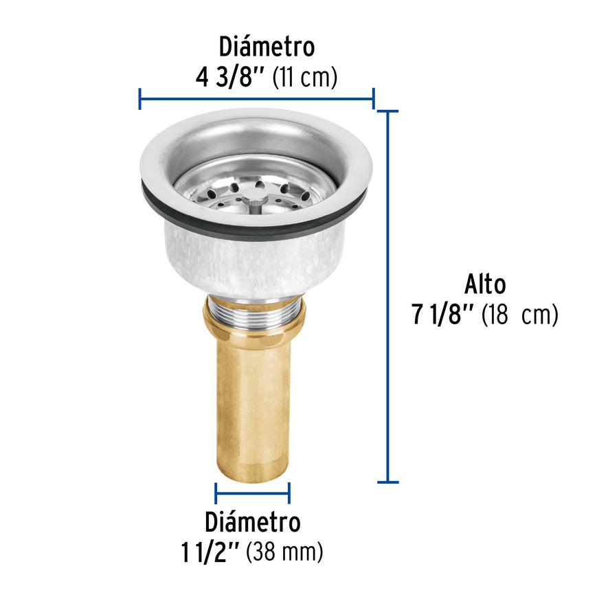 Contracanasta 3-1/2' inox, instalafácil, cpo profundo, Foset Caja con 3, 47454