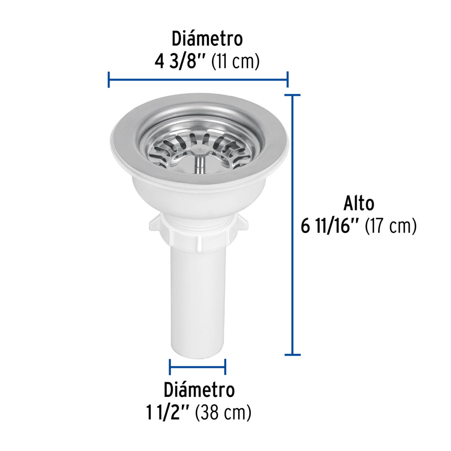 Contracanasta 3-1/2' inox, instalafácil, tubo plástico,Foset Caja con 6, 47451
