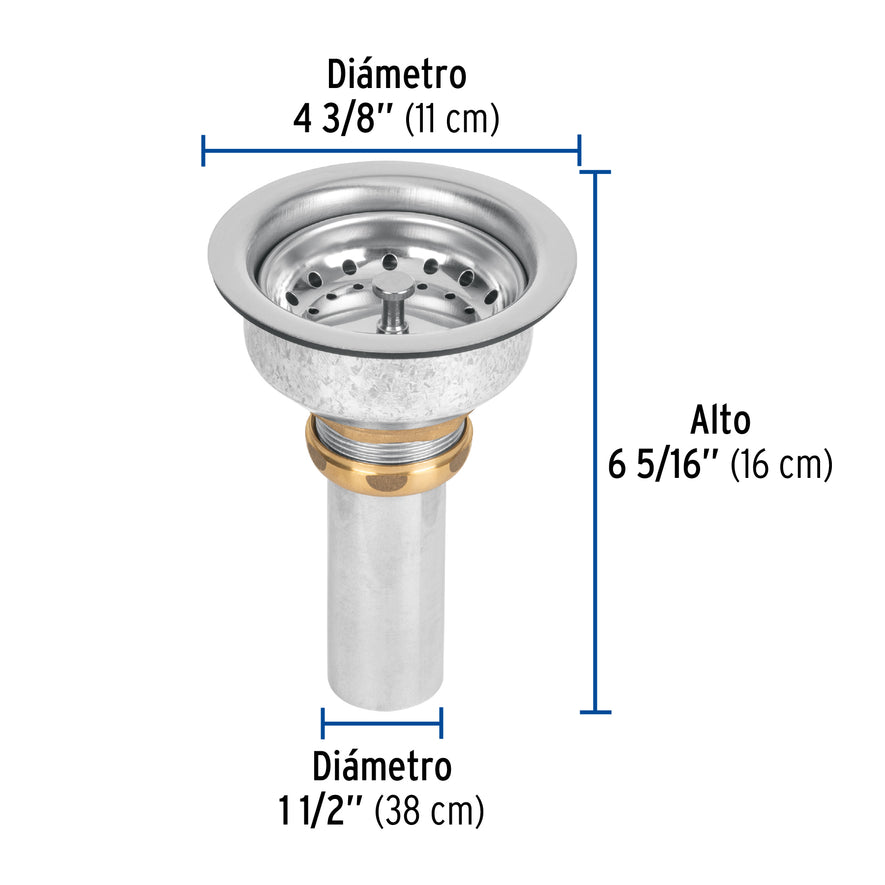 Contracanasta 3-1/2' inox, instalafácil, tubo inox, Foset Caja con 3, 47453