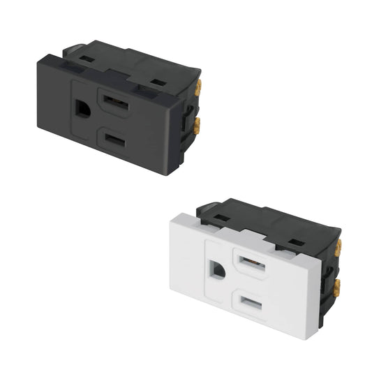 Contacto aterrizado, 1 módulo, línea Española, color negro Caja con 12, 47991