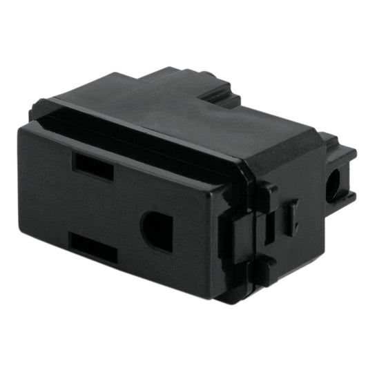 Contacto sencillo, 2 polos + tierra, línea Italiana, negro Caja con 12, 47605