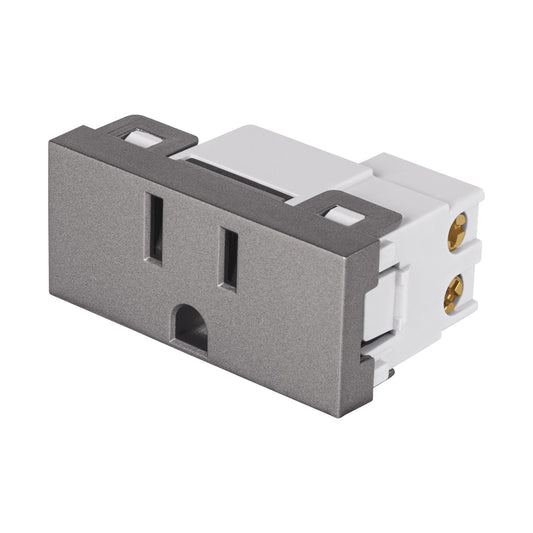 Contacto aterrizado acero inox de 1 módulo, línea Lisboa Caja con 12, 47827