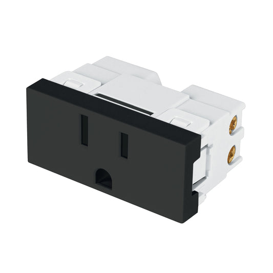 Contacto aterrizado negro de 1 módulo, línea Lisboa, Volteck Caja con 12, 47880