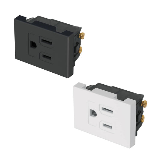 Contacto aterrizado, 1.5 módulos, línea Española, negro Caja con 12, 47992