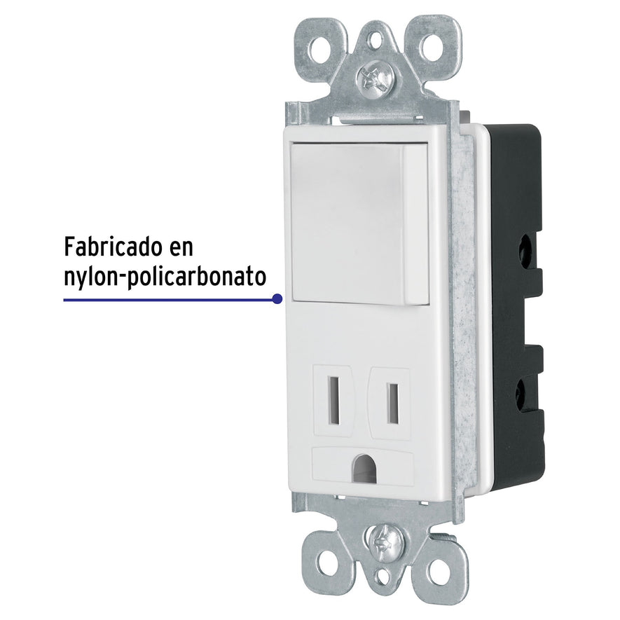 Interruptor-contacto, 2 polos + tierra, Classic, Volteck Caja con 5, 46008